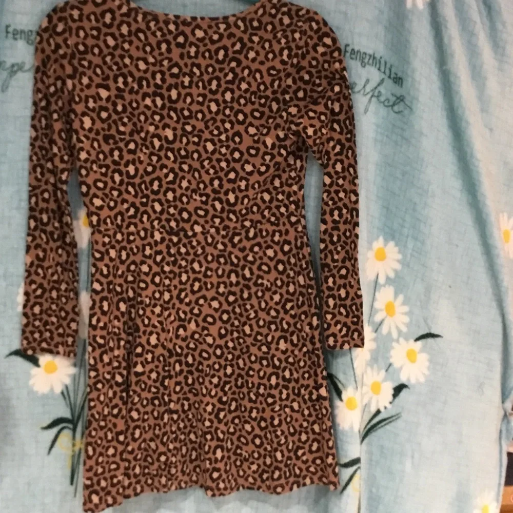 Place Girls' Brown Leopard Print Long-Sleeve Casual Dress